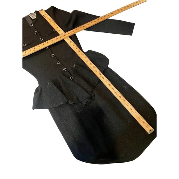 Don Sayres For Wellmore Vintage Peplum Dress Size S Black Wool Long Sleeve USA - Picture 6 of 6